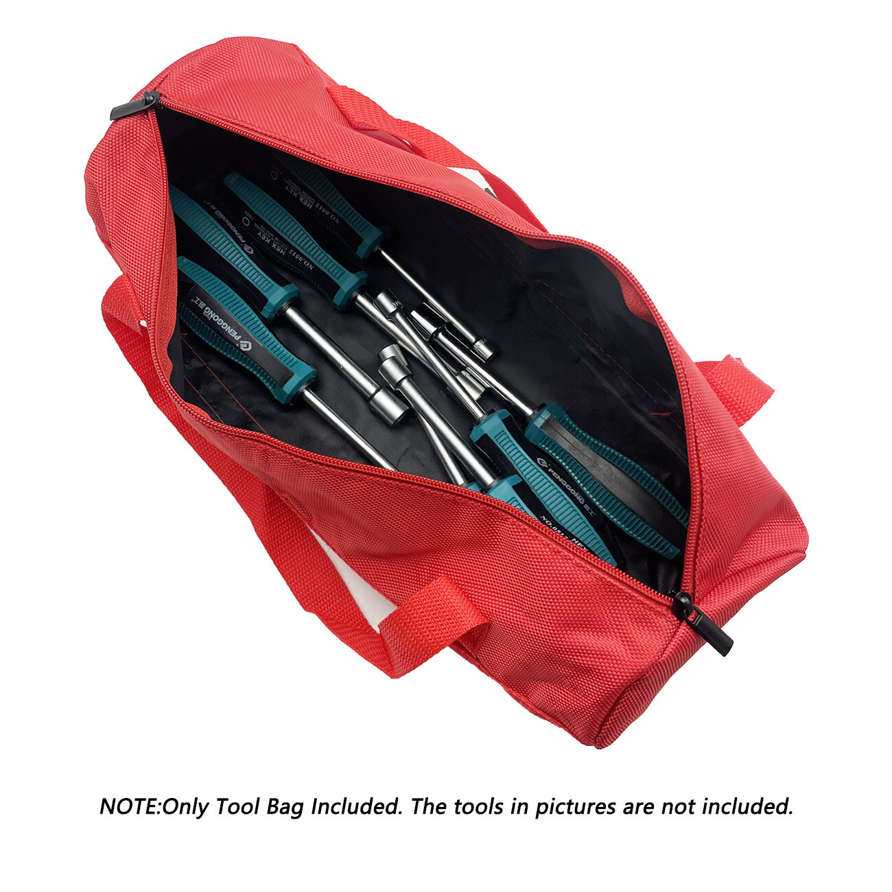 16inch Red Tool Bag with Zippers Multi Purpose storage for home 15.75×5.12in