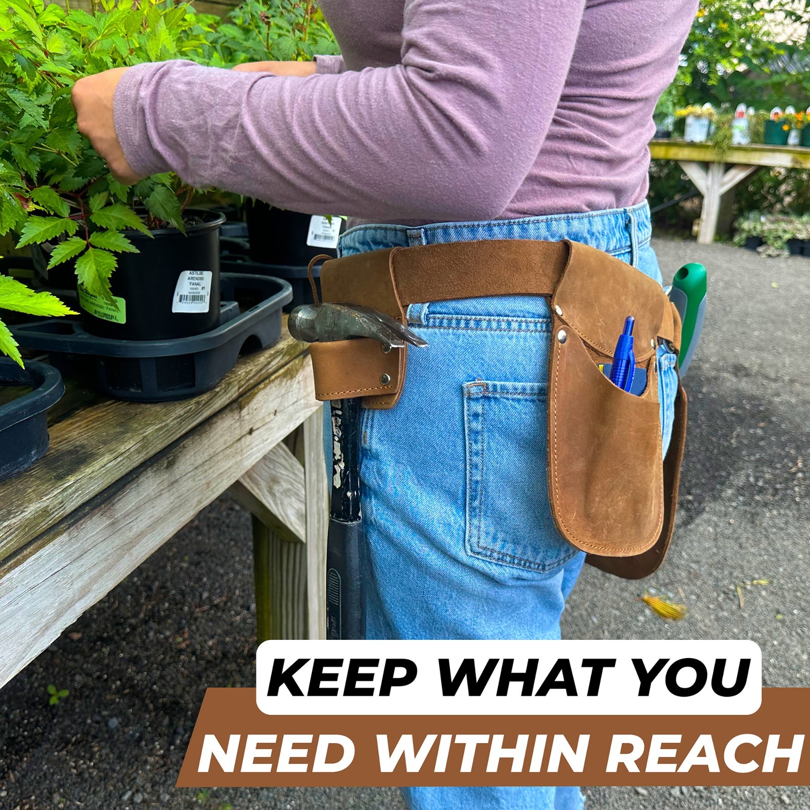 TRUTUCH Leather Garden Tool Belt for Men Women | Gardening Tool Pouch | Gardener