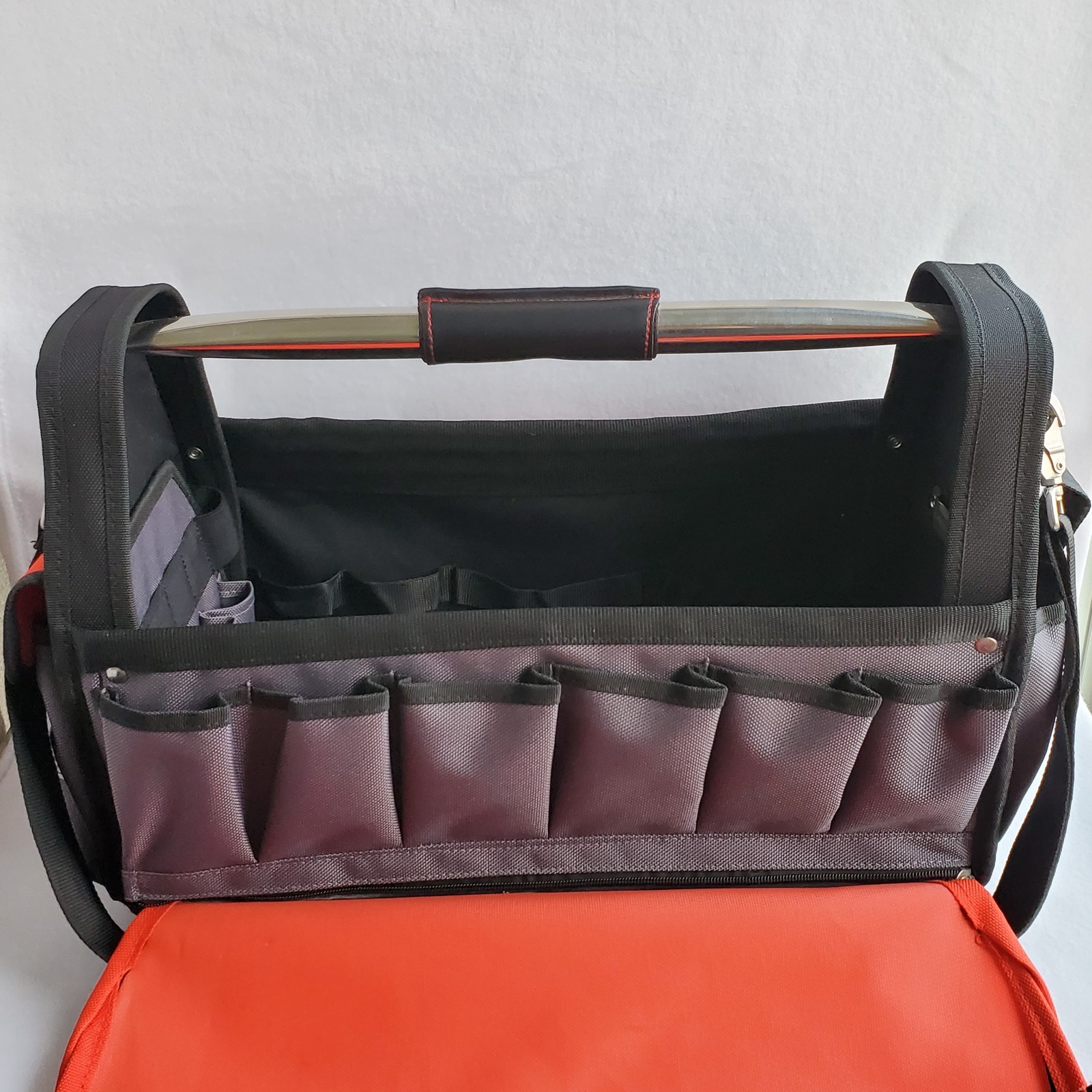 Proto J120TB Open Tote 10 Pocket Tool Bag Large 20″ x 11″ x 15″ Red & Gray LOOK