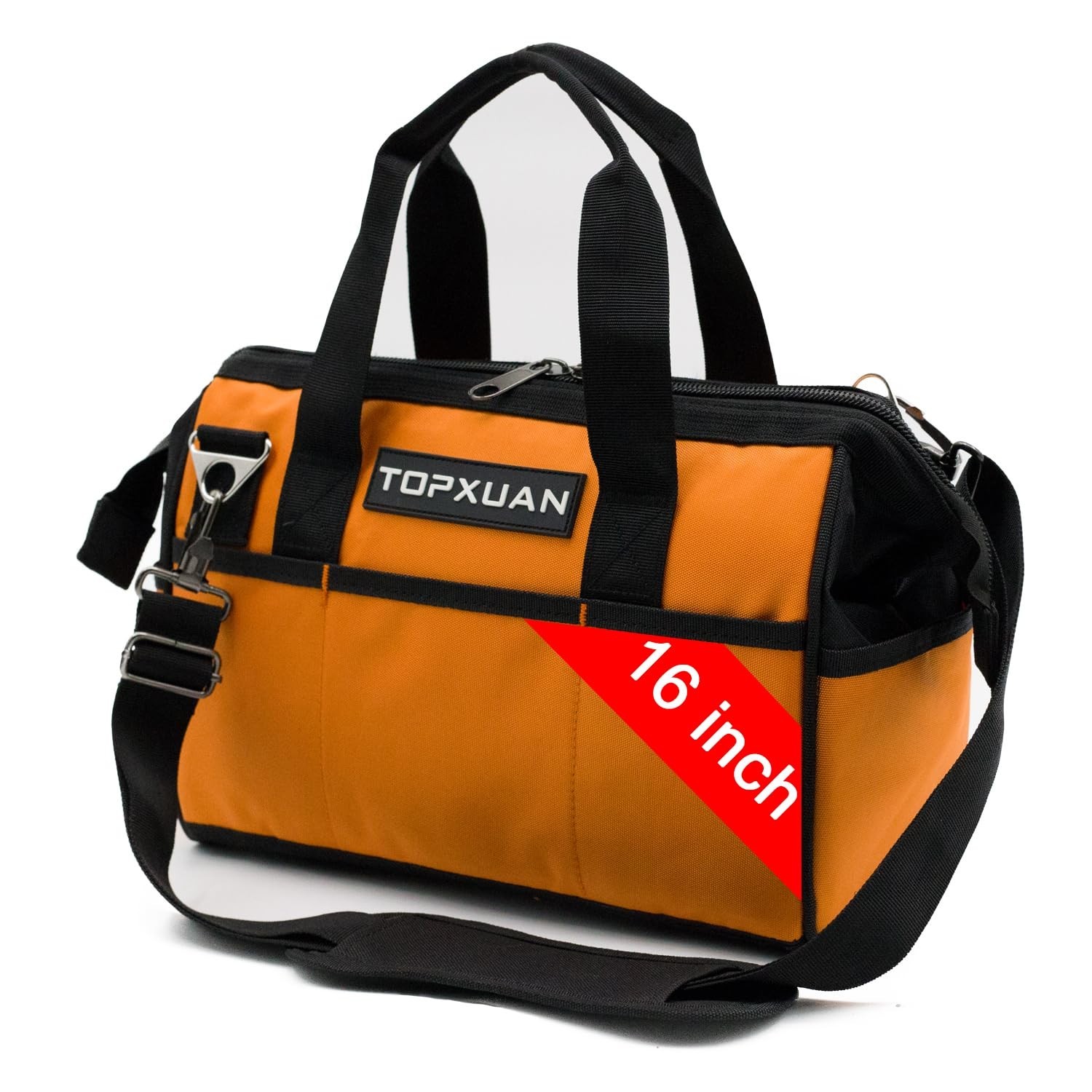 Heavy Duty 16″ Waterproof Tool Bag – Wide Mouth Organizer, 18 Pockets, Shoulder