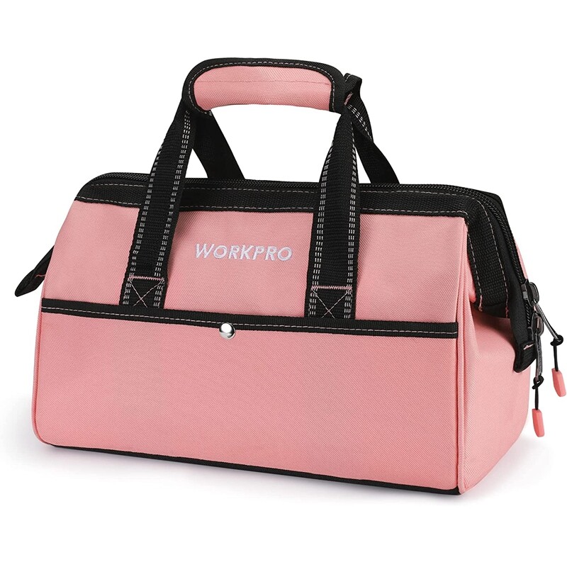 WORKPRO 13-Inch Tool Bag Pink Soft Cloth Tool Storage Bags with Inside Pockets
