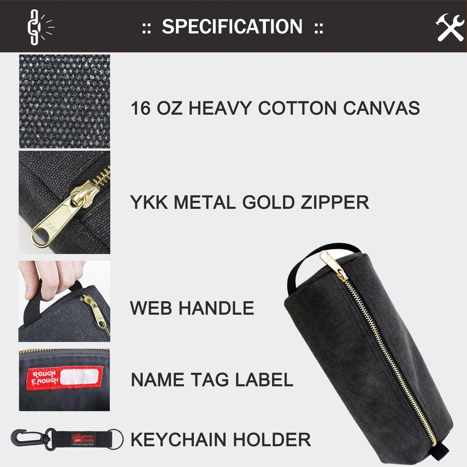 Rough Enough Canvas Small Tool Bag Pouch Box Organizer with Zipper for Men