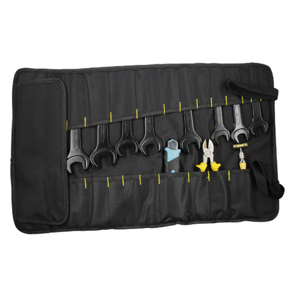 Portable Canvas Tool Roll Up Bag Wrench Organizer Mechanic Hardware US Black