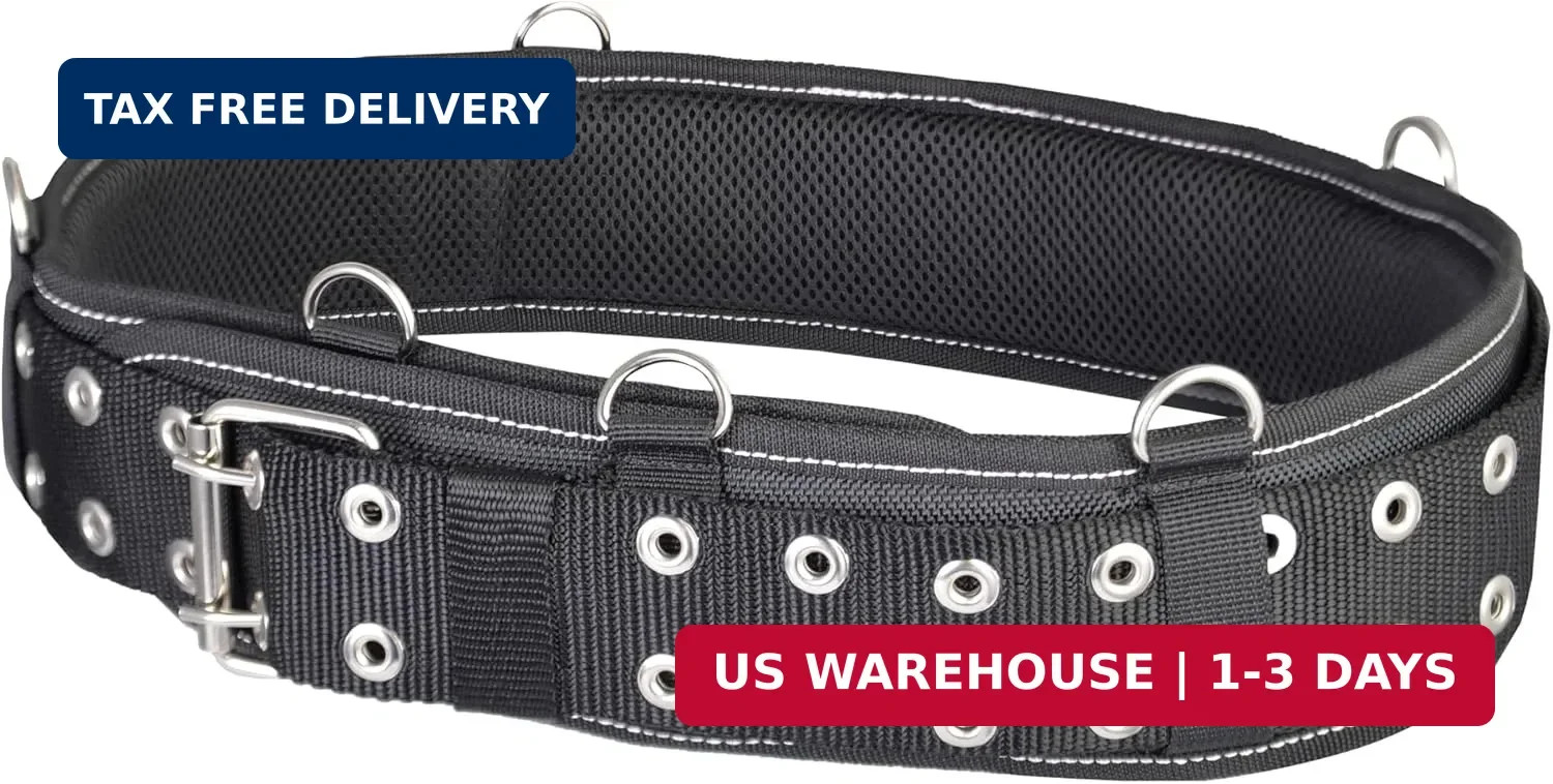 3-Inch Padded Tool Work Belt 1680D Ballistic Tool Belt with 6 Suspenders Ring |