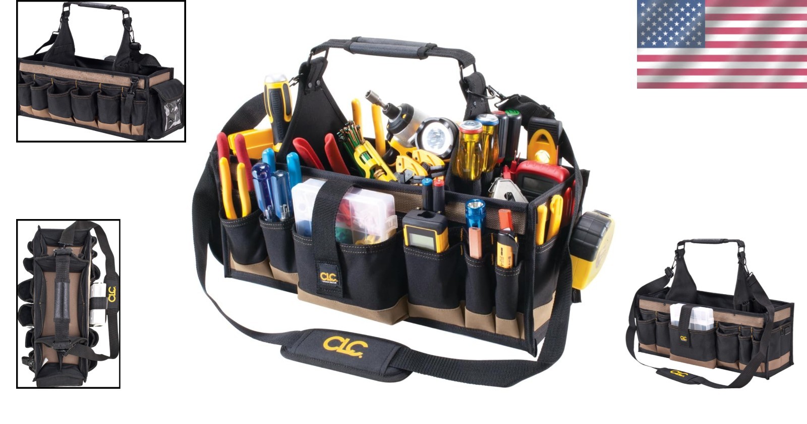 Durable CLC 1530 Tool Carrier – 43 Pockets, Includes Parts Tray, Tape Strap