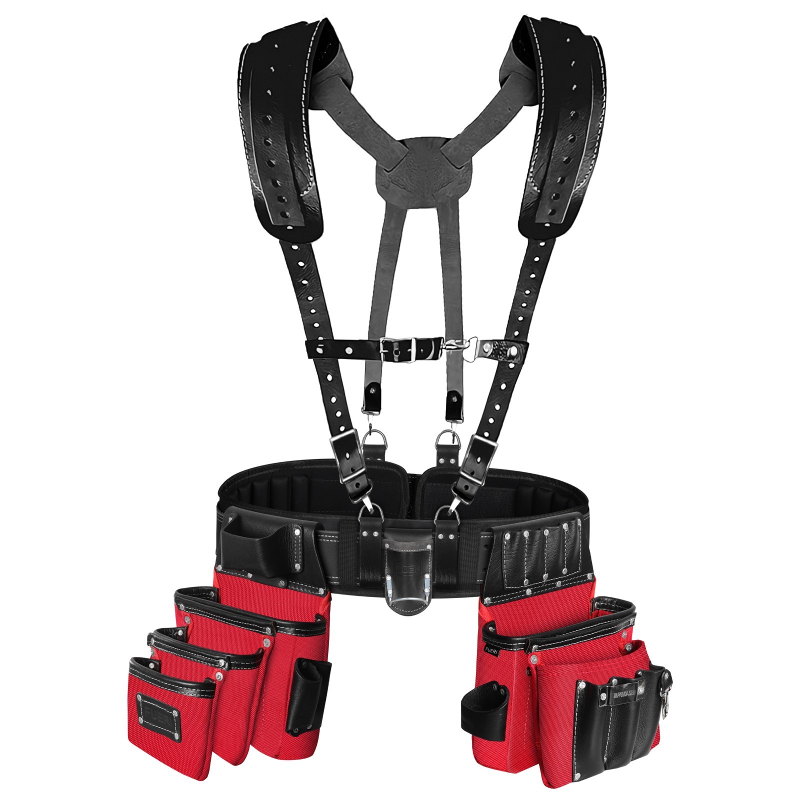 FUERI Heavy Duty 26 Pocket Leather Tool Belt pouch for Men Electrician Carpenter