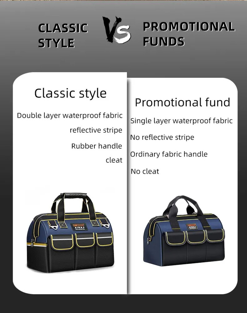 1680D Multifunctional Tool Bags Oxford Cloth Electrician Bags Waterproof and Wea