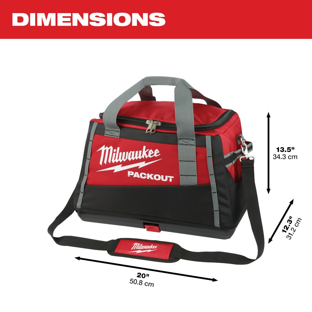 Milwaukee 48-22-8322 PACKOUT 20″ Tool Bag, Impact-Resistant Base,1680D Ballistic