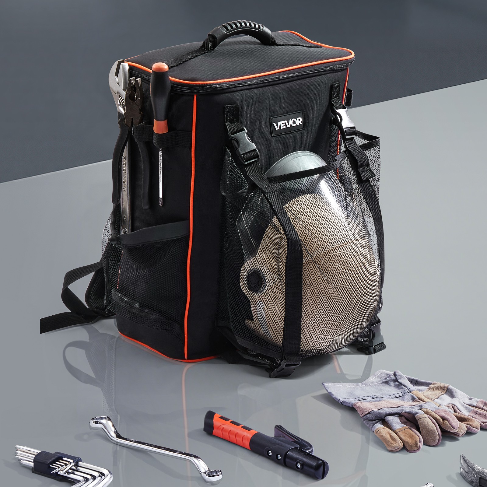 VEVOR 35.6L Welding Backpack 600D Polyester Welder Backpack for Tools and Helmet