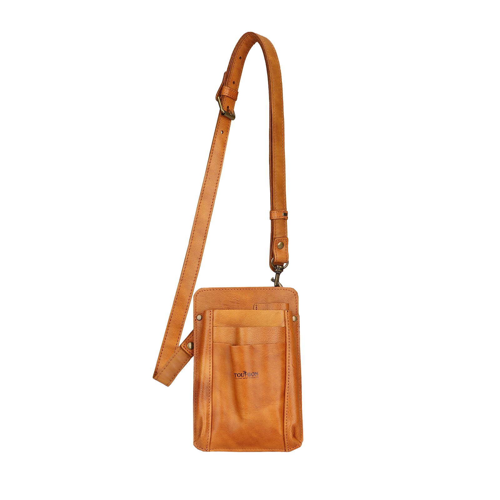 TOURBON Leather Garden Tools Organizer Belt Pouch Florists Crossbody Bag Women