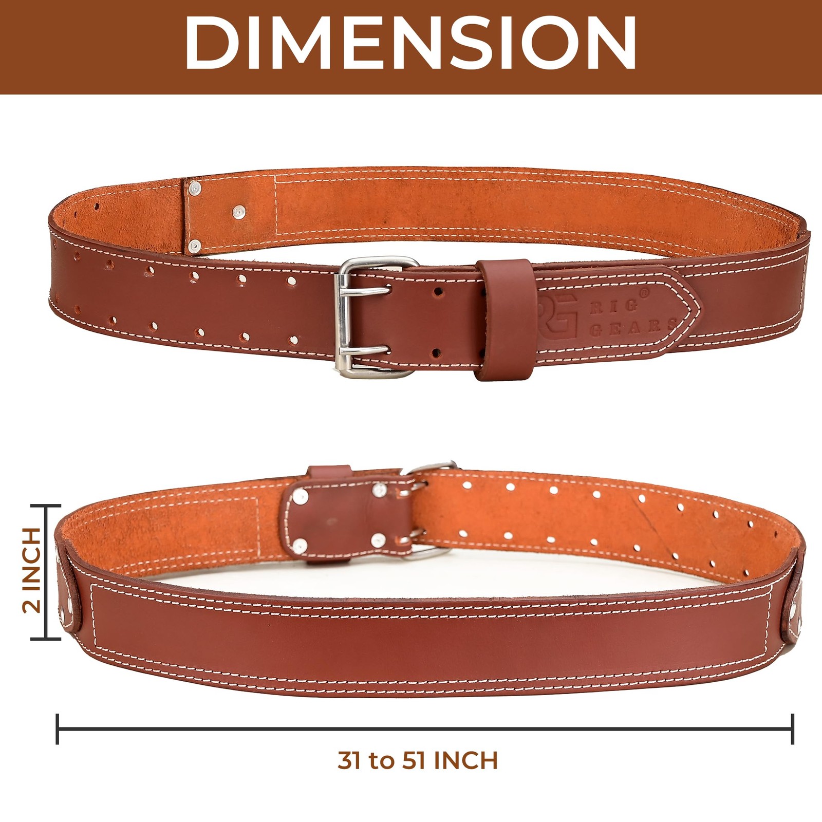 Leather tool belt for men grain leather work belts | 2 inch carpenter constaract