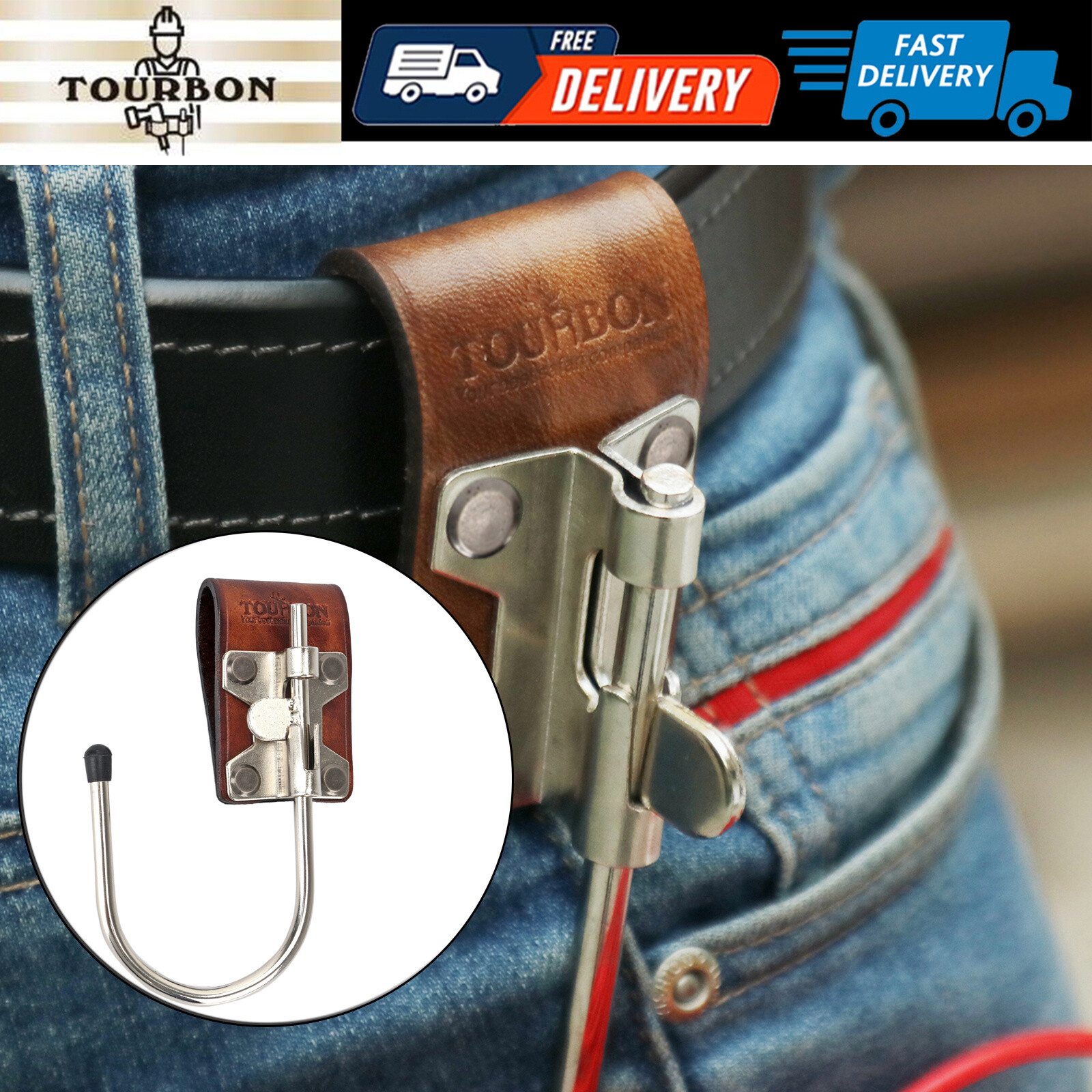 TOURBON Steel Float & Tool Hook Drill Trowel Power Cord Hardware Belt Holster