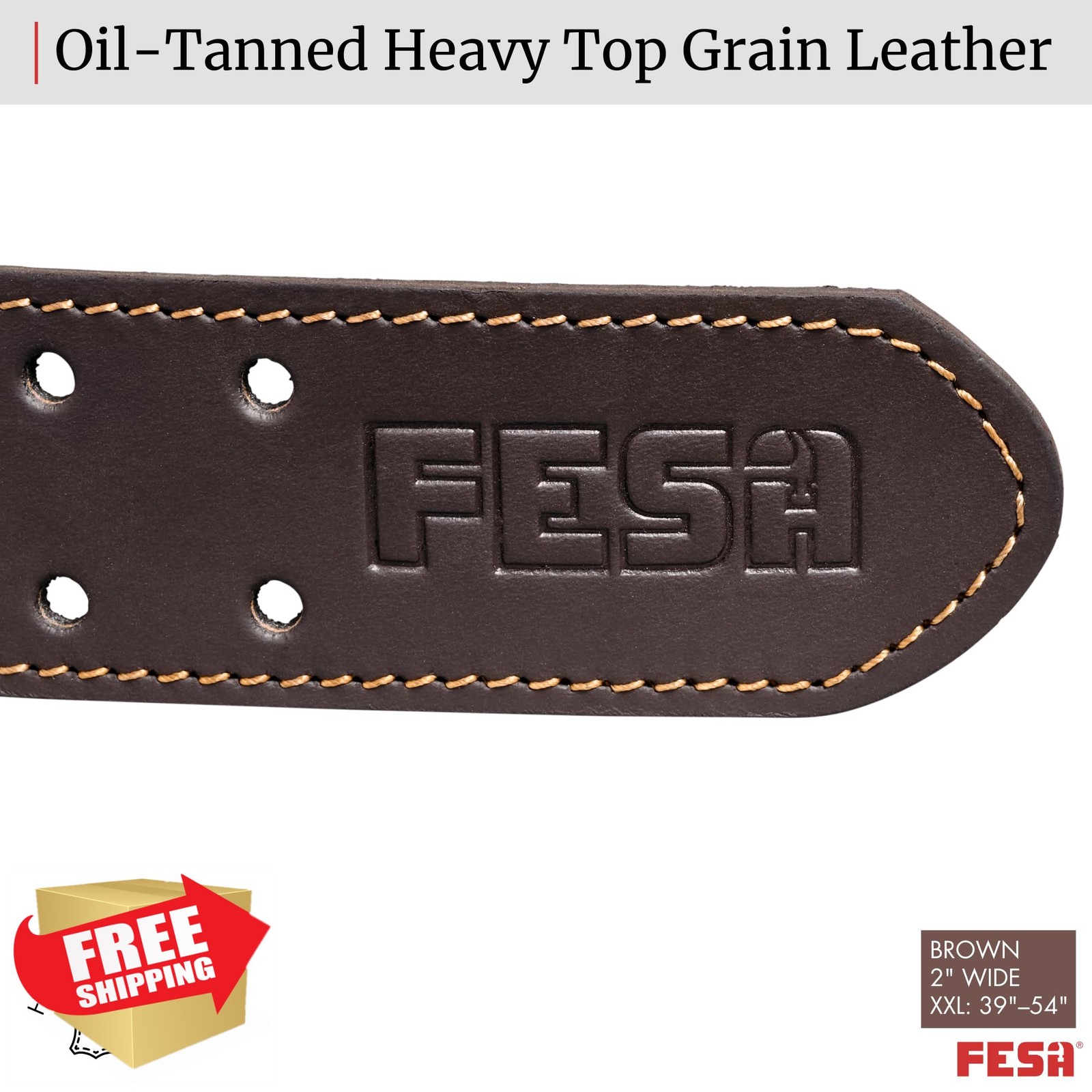FESA Tool Belt Brown 2 Inch XXL Leather
