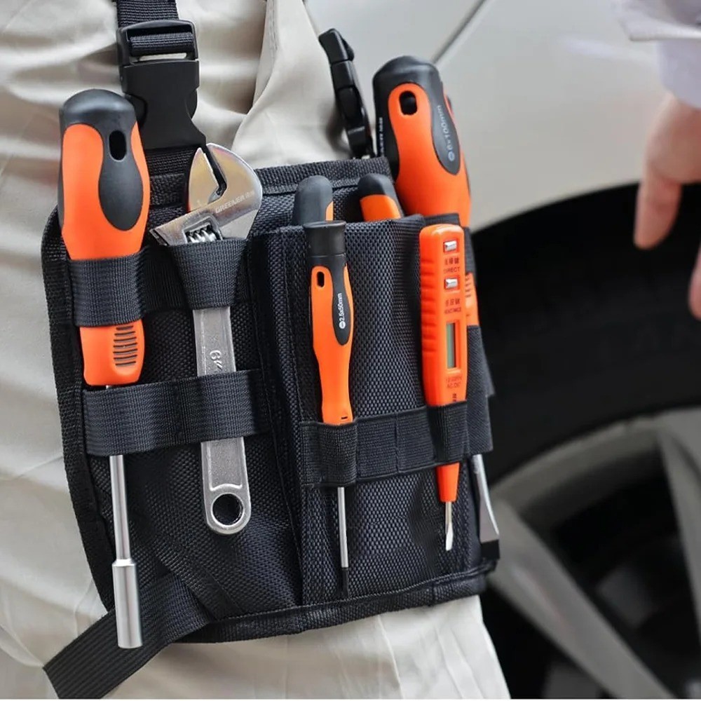 Tool Waist Bag w/ Adjustable Belt 11 Durable Pockets Pouch Electricians Workers
