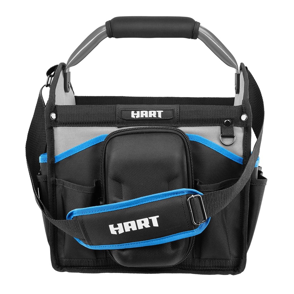 Hart 12 Inch Tool Tote With Rotating Handle Heavy Duty Canvas Storage Organizer