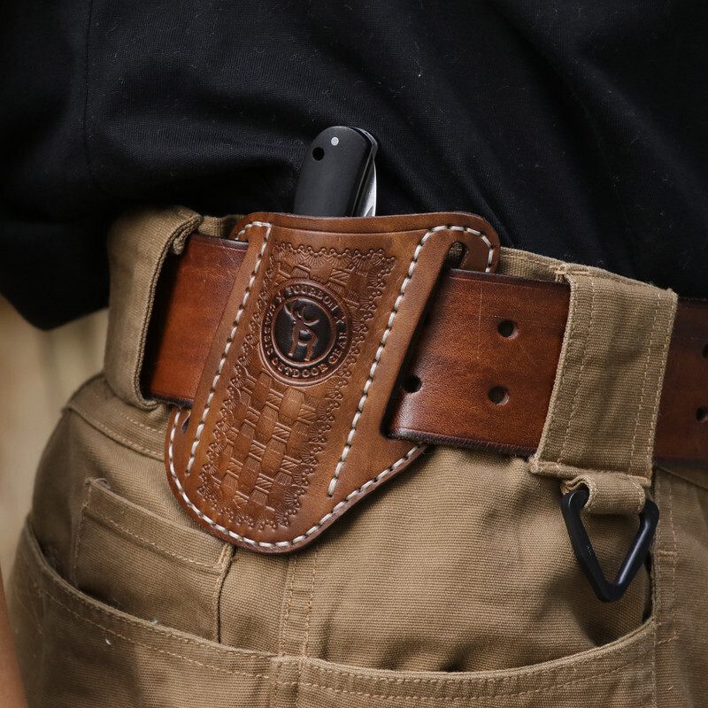 TOURBON Camping Tool Belt Sheath Leather Folding Knife Pocket Storage Holster