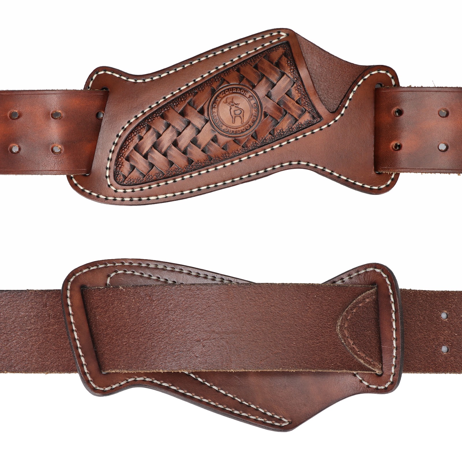 TOURBON Leather Fixed Blade Knife Sheath Belt Pouch EDC Knives Case Camping
