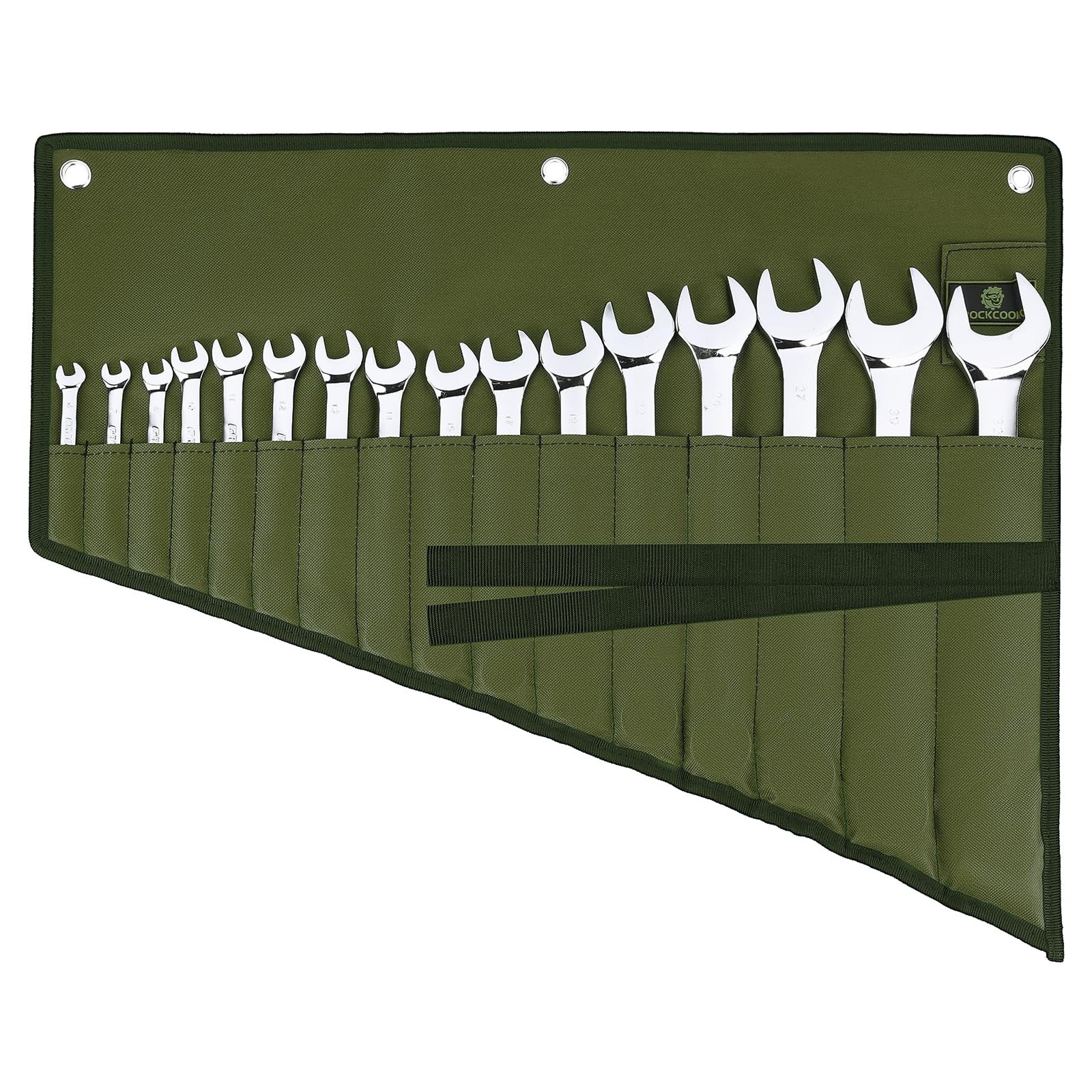 16-Pocket Waterproof Oxford Cloth Roll-Up Wrench Organizer & Tool Pouch Bag