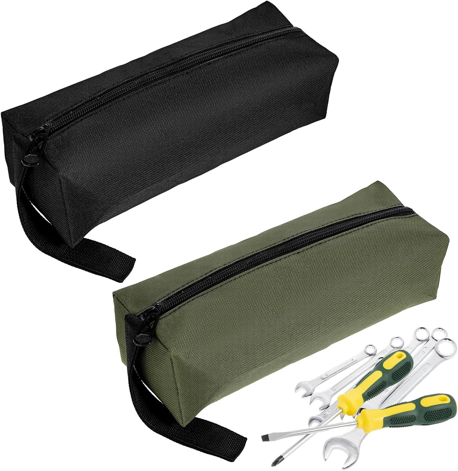 2 Pack Small Canvas Zipper Tool Pouch – Multi-Purpose Storage Bag for Tools & Ac