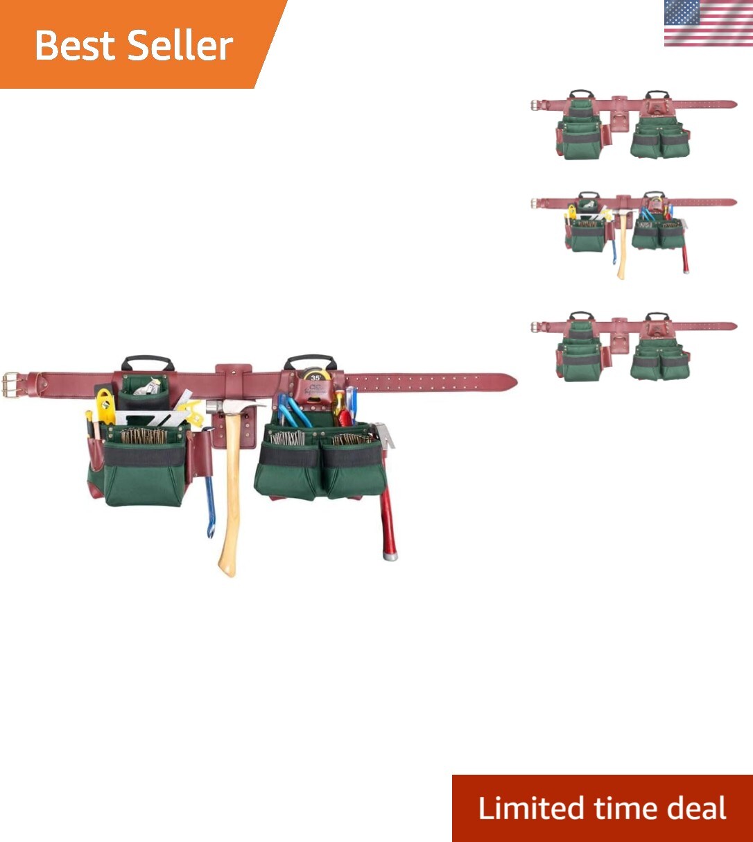 Heavy Duty 17 Pocket Ballistic Nylon Tool Apron for Craftsmen, Adjustable Fit