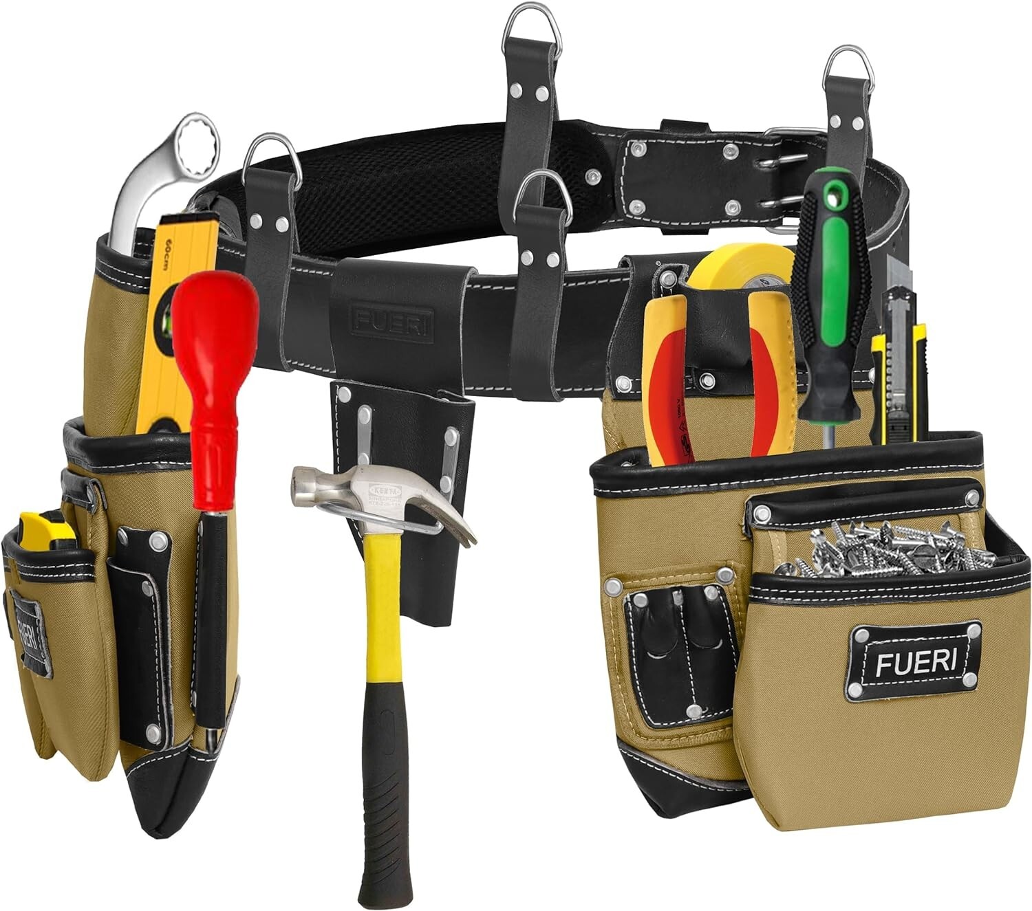 19 Pocket Tool Belt Men Heavy Duty Tool Pouch Nylon Leather Carpenters Bag