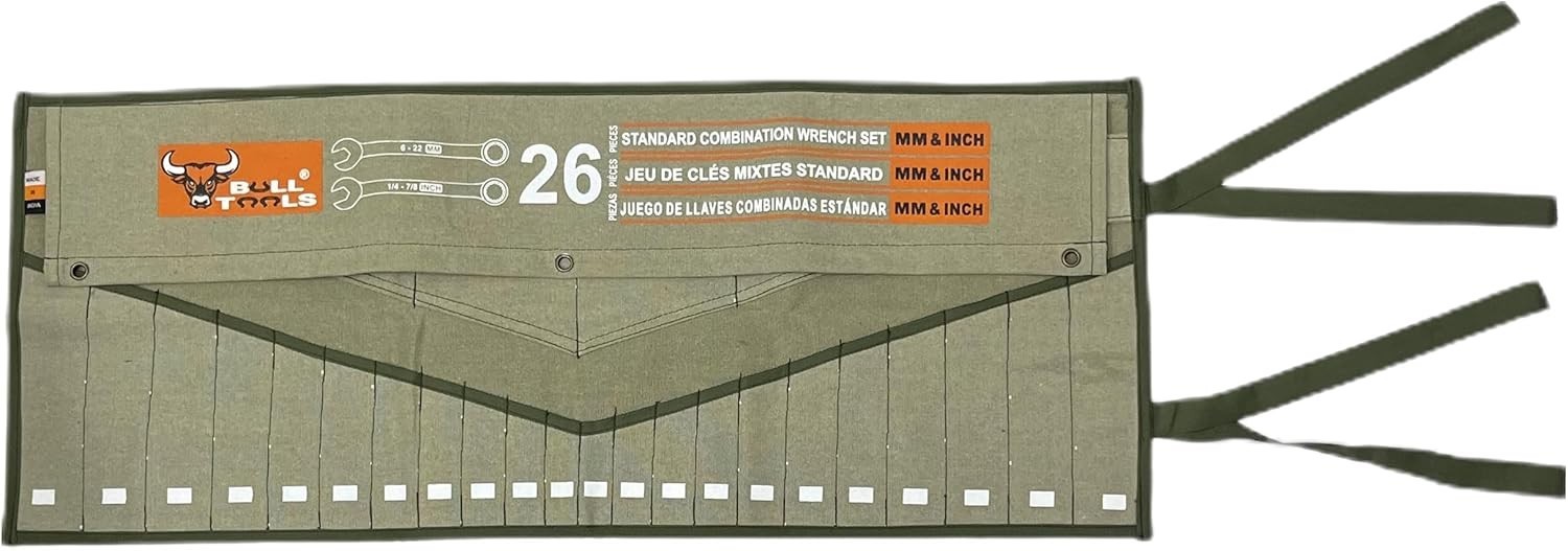 Durable Tool Roll Organizer – 26 Pockets for Wrenches in Sand Washed Olive Drab