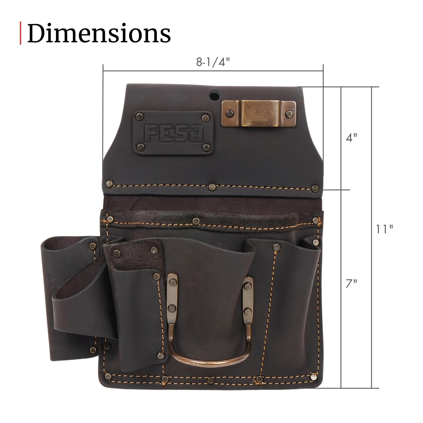 Bolsa De Cuero Para Construccion Con Lazo Para Martillo Y Clip De Metro