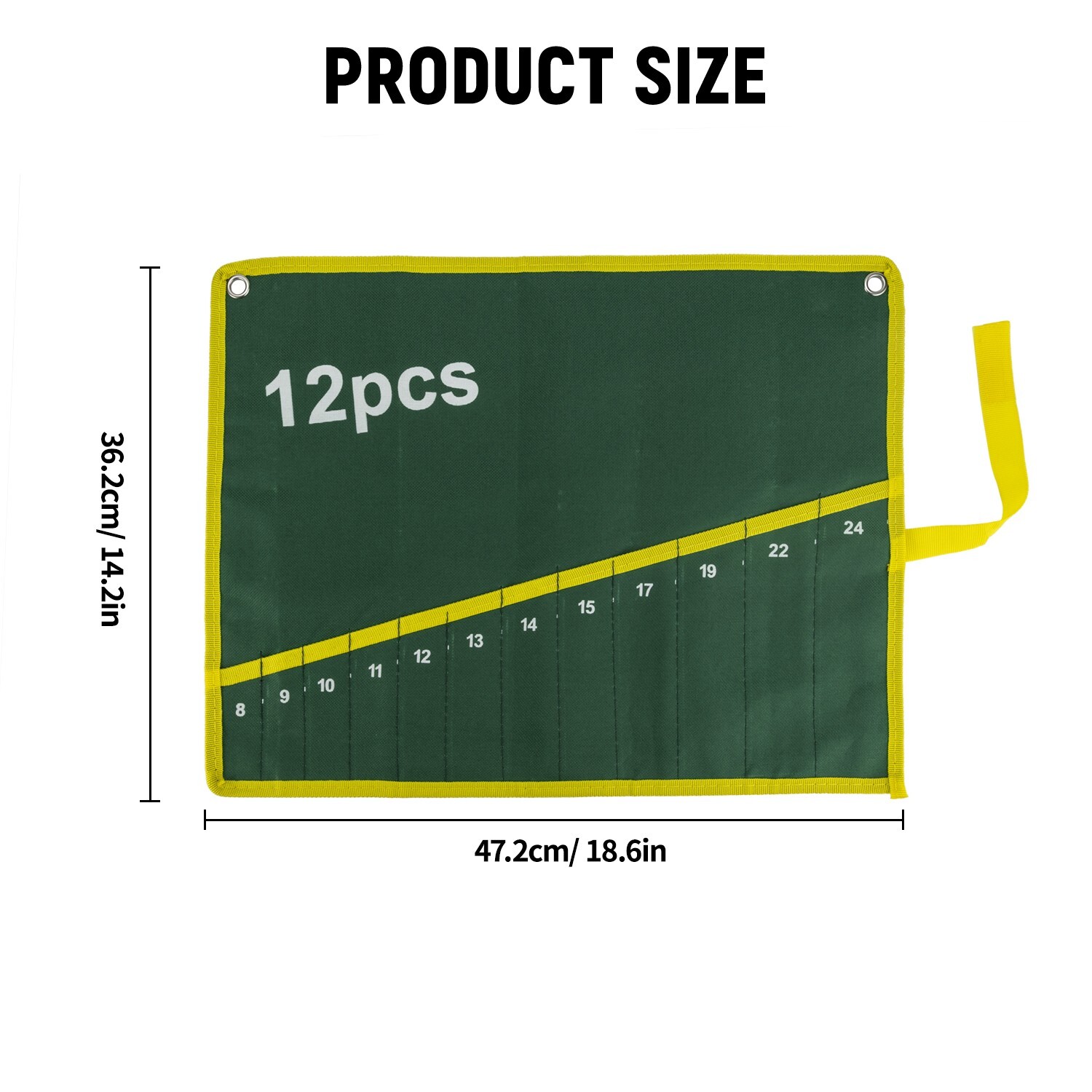 2PCS Tool Pouch, Roll-Up Storage Bag for Hand Tools & Wrenches,Metric,12 Pockets