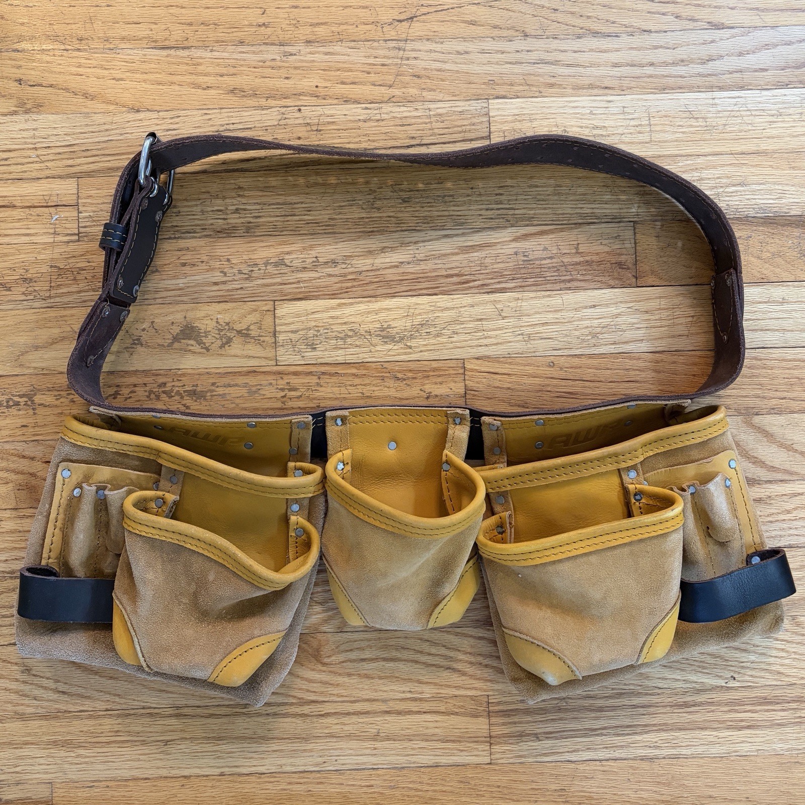 AWP Heavy Duty Wheat Leather Tool Belt Pouch Construction Carpenter