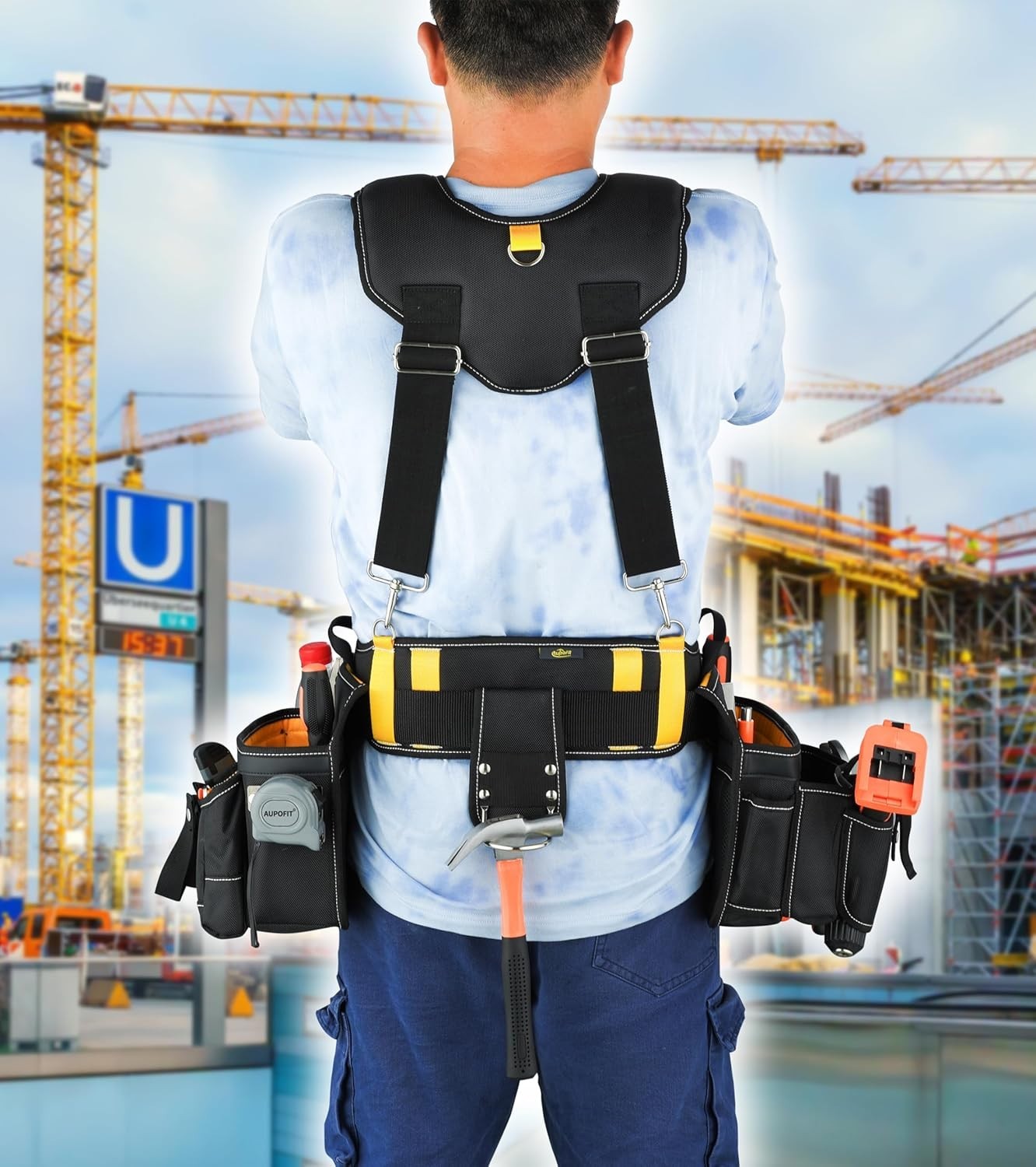 Heavy-Duty 7-Piece Tool Belt Rig: Ideal for Carpenters, Electricians & More