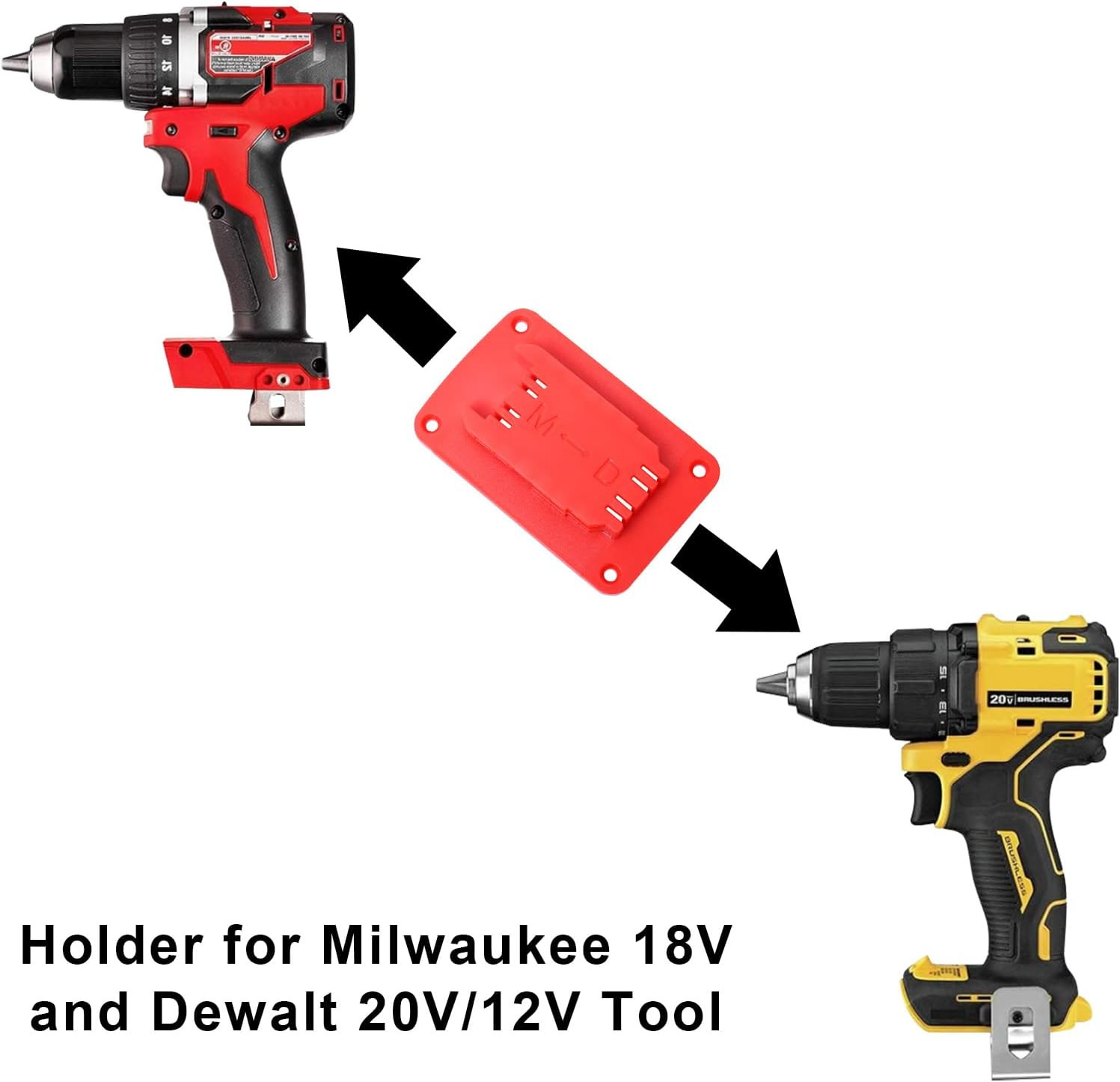 12Packs Tool Holder for Milwaukee M18 & Dewalt 20V,Wall Mount Drill Holder with