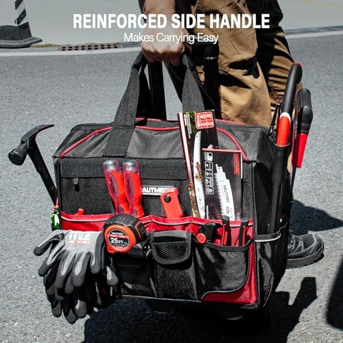 18″ Black Heavy-Duty Water-Resistant Tool Bag with Wheels – 18″ Rolling Tool Bag