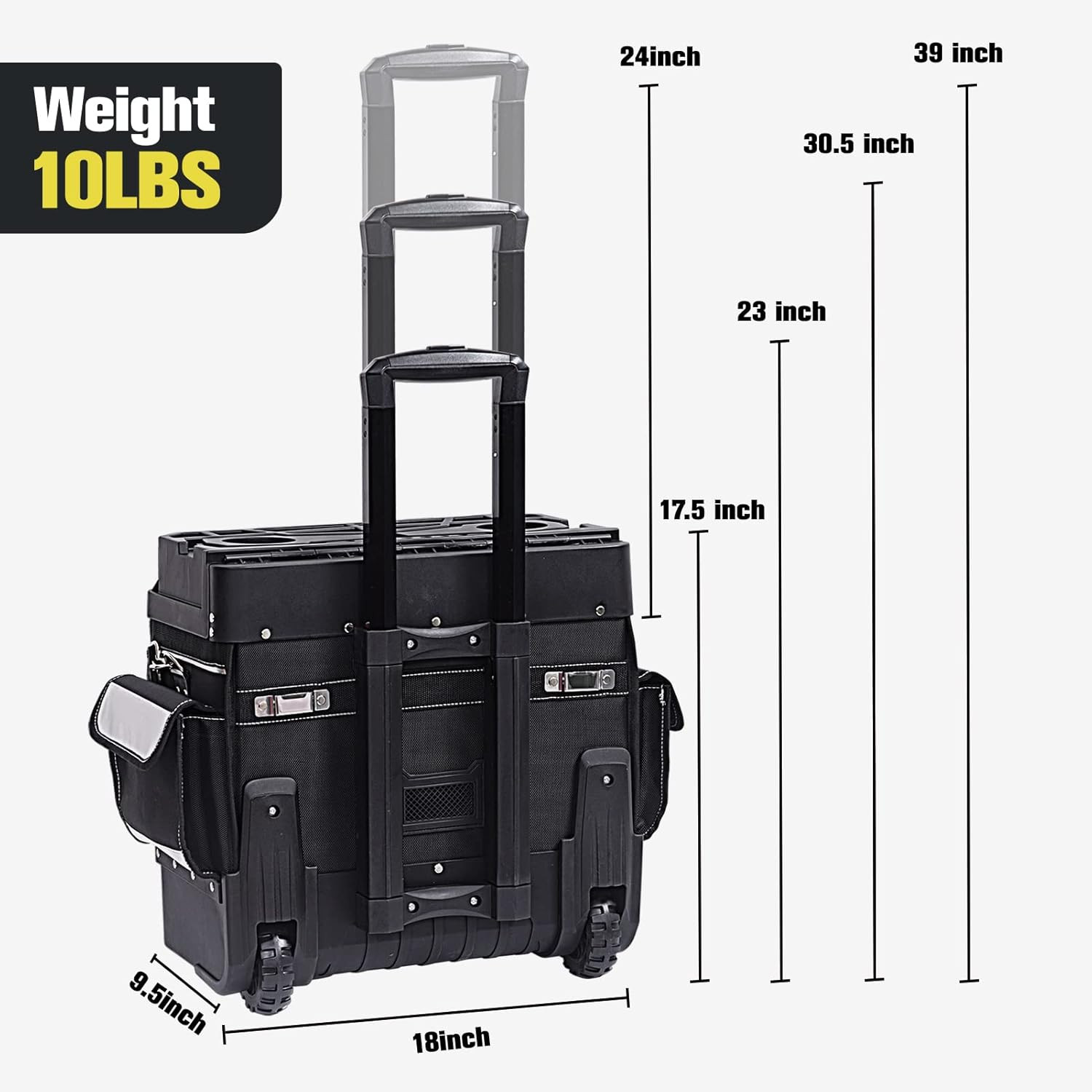 18» Rolling Tool Bag with Wheels, Tool Bags Organizer, with Telescopic Handle a