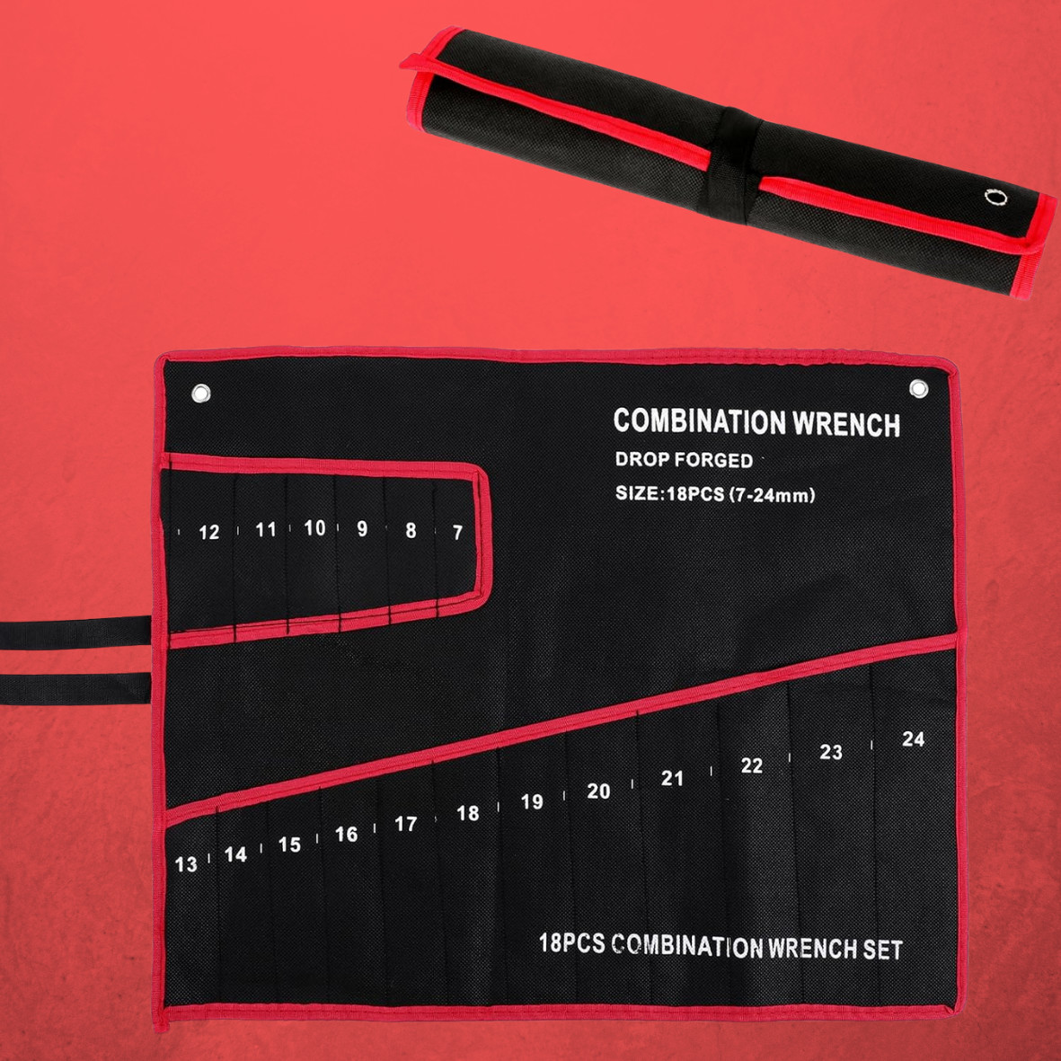 Wrench Roll Up Pouch Wrench Organizer Bag Wrench Tool Holder 18 Pockets