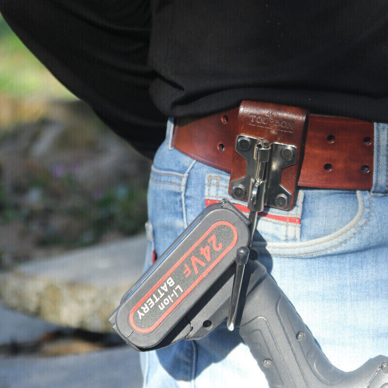 2 Packs Leather Metal Tool Hook Hanger Drill Carry Belt Workshop Holster-TOURBON