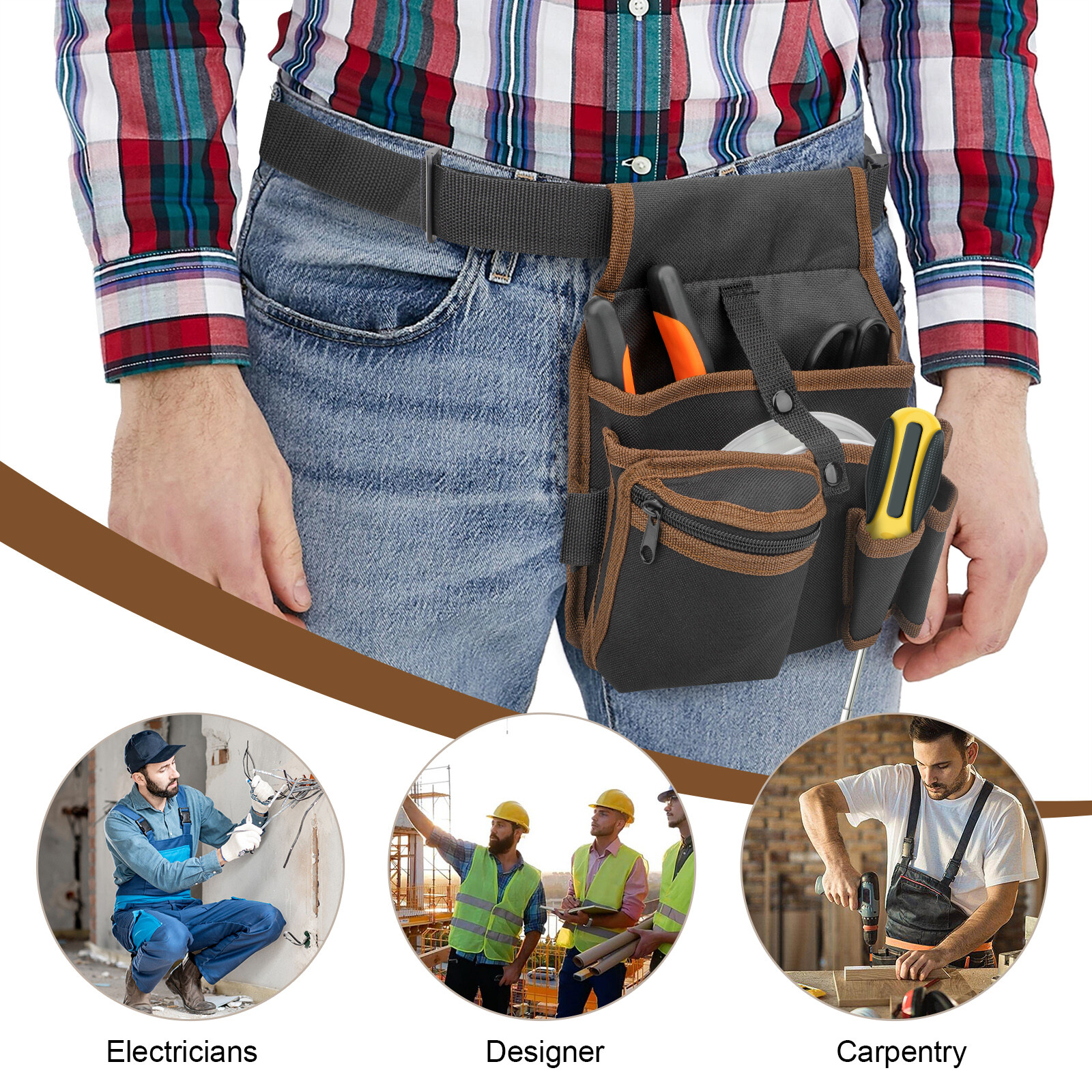 Electrician Fanny Pack Belt Tool Pouch,Toolkit Drill Hardware Storage Waist Bag