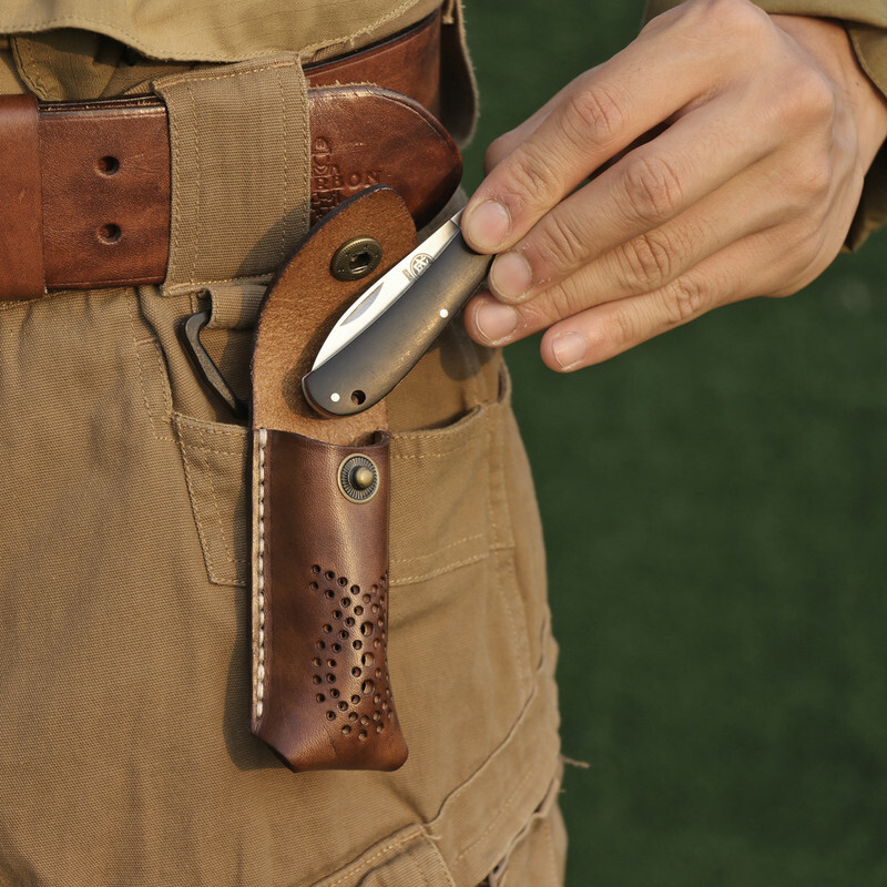 Tourbon Leather Pocket Folding Knives Case Belt Clip Pouch Holster Cover Gift US