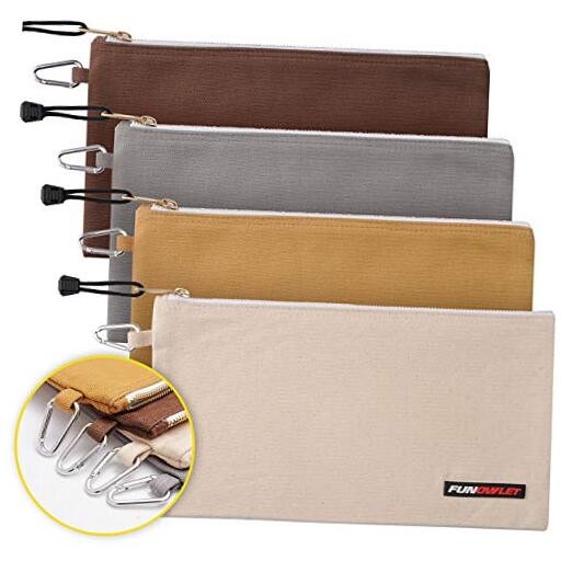Utility Bag, Canvas Zipper Tool Bags – Heavy Duty White, Gray, Tan, Brown