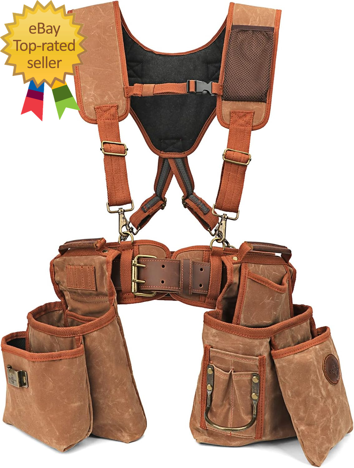 Tourbon Detachable Heavy Duty Carpentry Tool Belt with Suspenders Canvas Padded