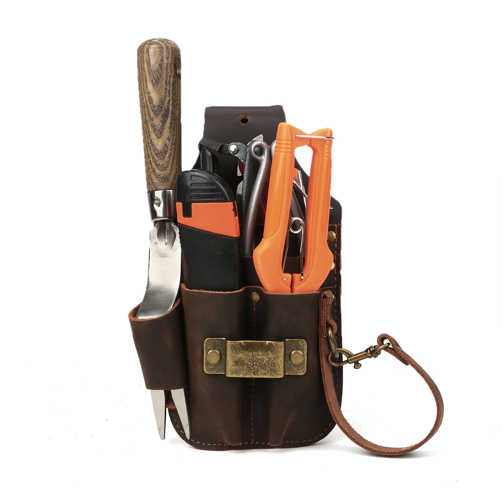 Tourbon Leather Tool Holster Electric Tape Thong Tunnel Pouch 5 in 1 Belt Holder