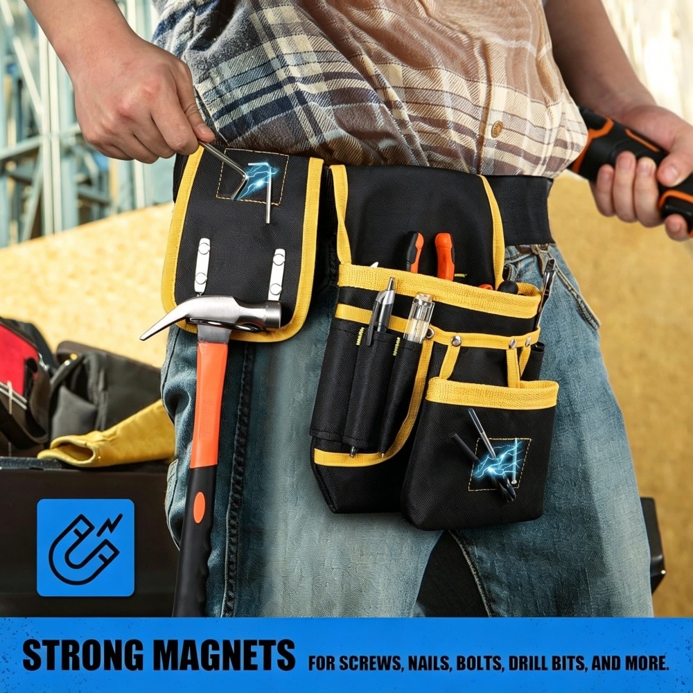 Magnetic Tool Belt for Men, 26 Pockets Heavy Duty Tool Pouch, Magnet Holster Nai