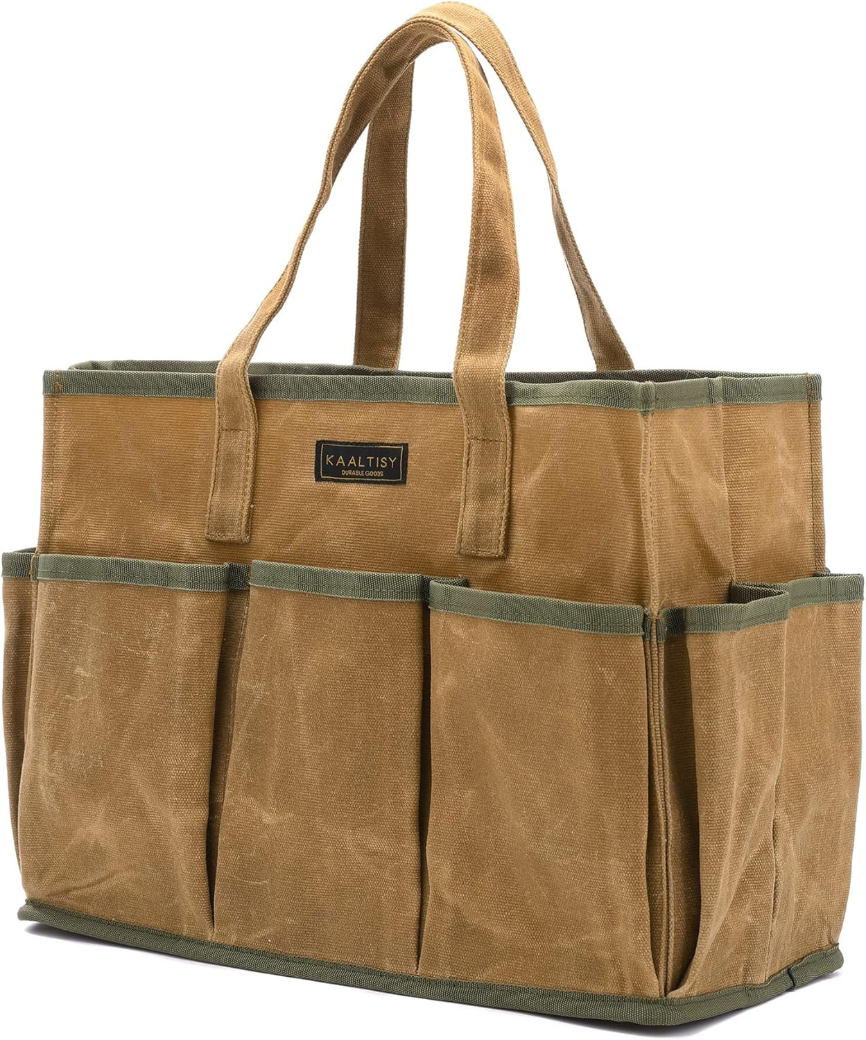 Tool Tote Bag, Heavy Duty 16Oz Waxed Canvas Garden Tool Bag | Portable 11-Pocket