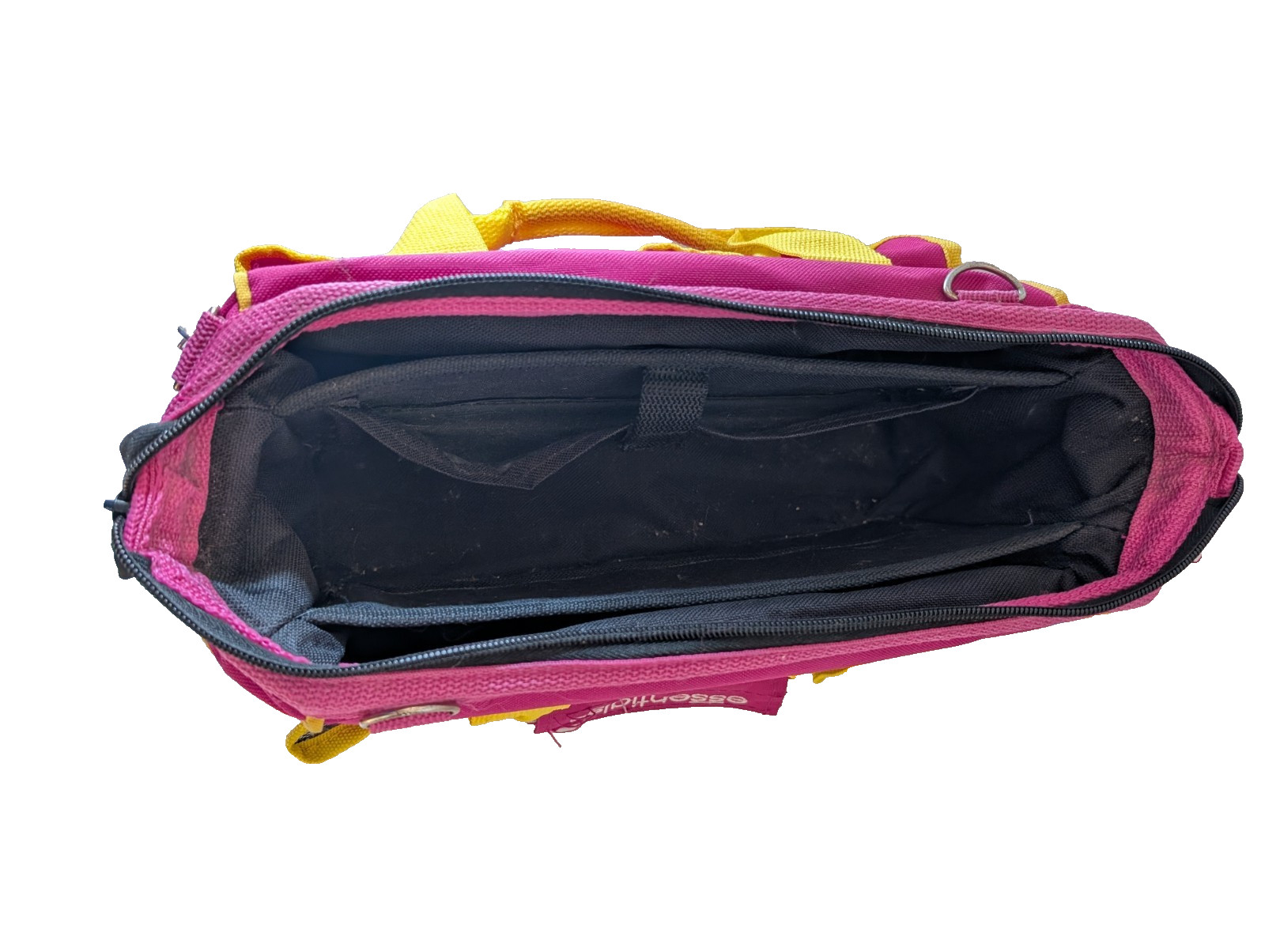 Essentials Pink and Yellow Tool Bag 15x8x7in Multi Pockets Used Carry Handles