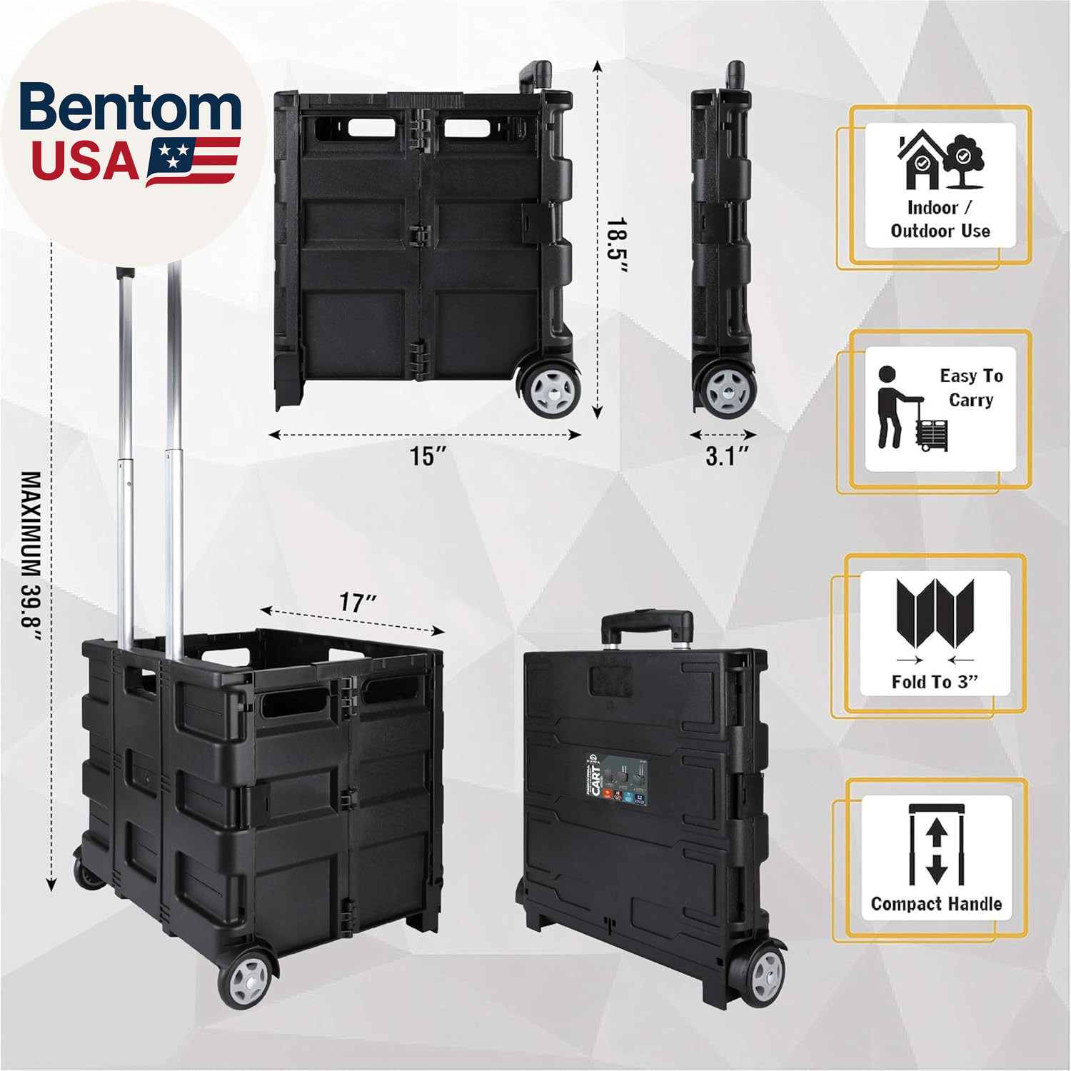 85-010 Grand Pack-N-Roll Portable Tools Carrier with Telescopic Handle, 80 Lb. L