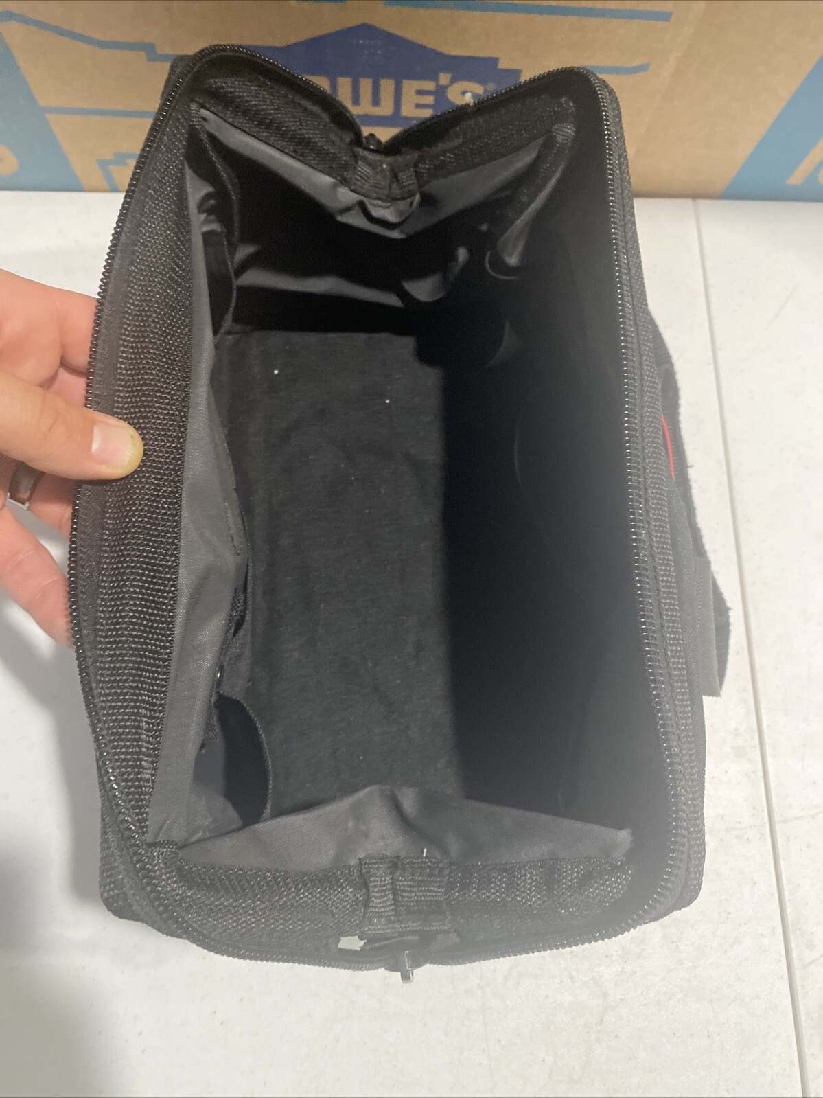 AWP Black/Red Polyester Utility Tool Tote Zip Closure 13”
