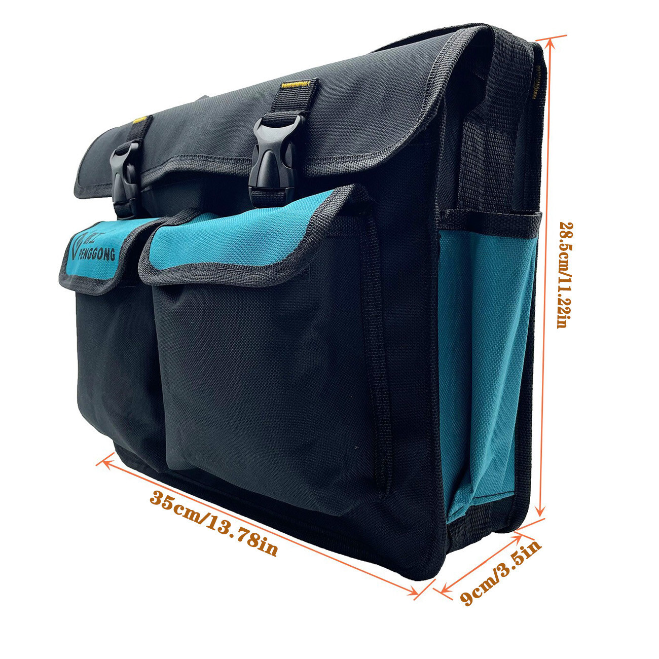 14″ Electrician Large Tool Bag Multi Pockets Storage Portable 13.78×3.5×11.22in