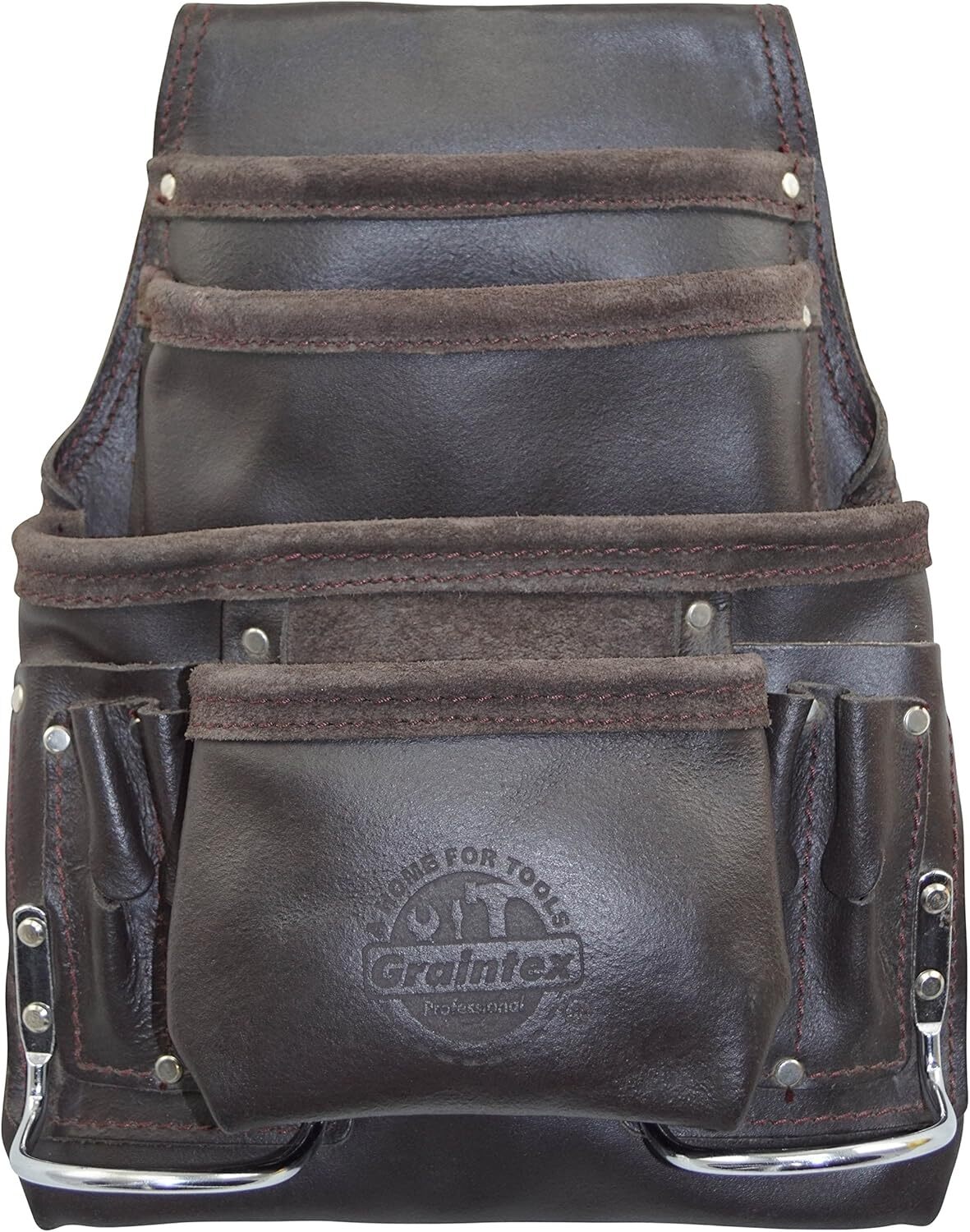 Graintex 10 Pocket Oil Tanned Leather Tool Pouch With Hammer Holders