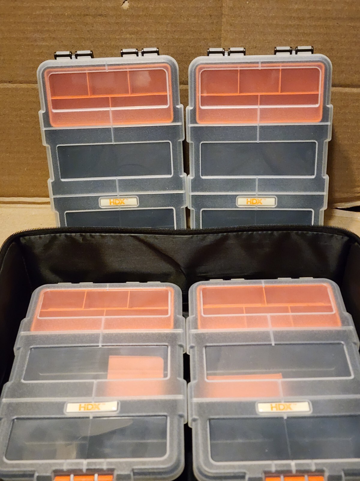 Ridgid 902048009 Contractor Tool Bag 14x10x4.5 + 4 HDX Plastic Tool Storage Box