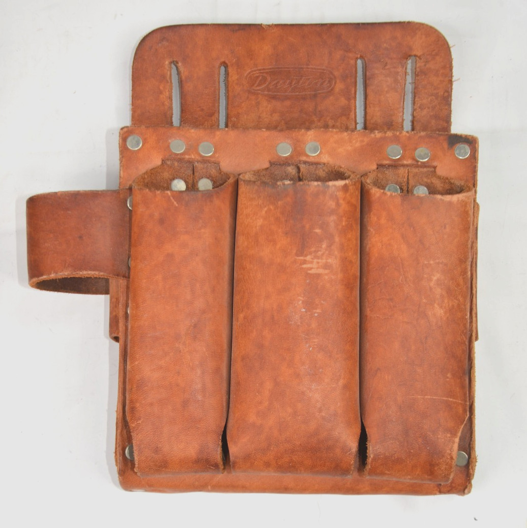Dayton Electricians Leather Tool Pouch 9 Pocket Slot Top Grain Leather 3×862