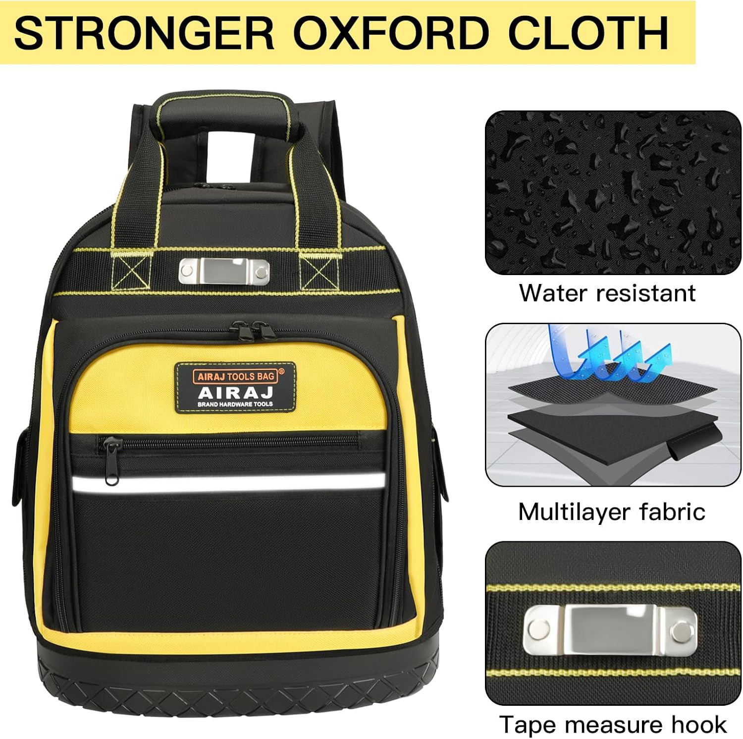 Tool Backpack,17″Heavy Duty Tool Backpack Bag with Waterproof Molded Base,Durabl